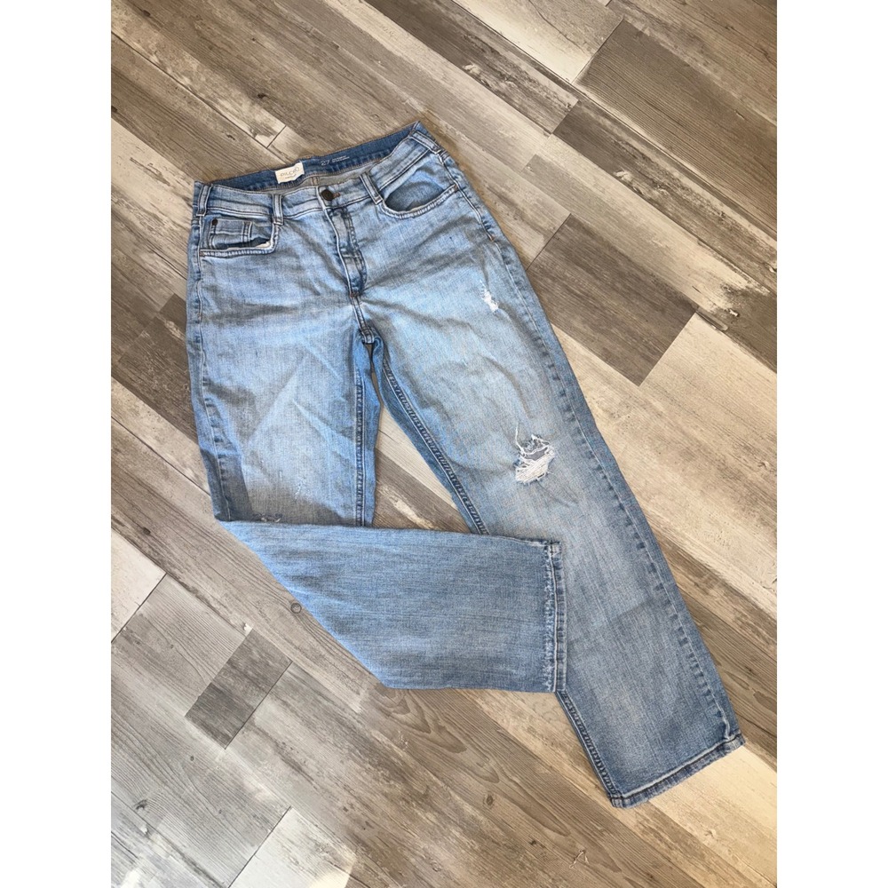 Pilcro Jeans Womens 27 Light Blue Distressed Straight Leg Anthropologie Denim